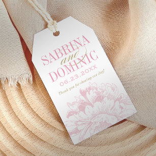 Étiquettes-cadeau Cadeau de mariage Fleur de Pivoine Rose Élégant en