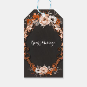 Étiquettes-cadeau Cadeau de mariage floral orange automne