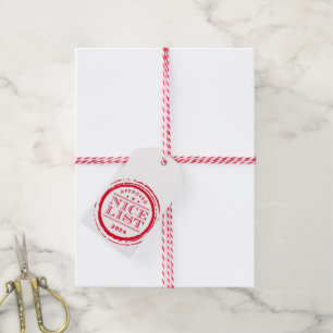 Étiquettes-cadeau CADEAU DE NOËL timbre liste gentil santa rouge