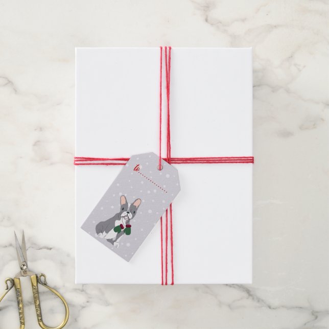 Étiquettes-cadeau Cadeau de Noël Vacances French Bulldog Présent (Avec de la ficelle)