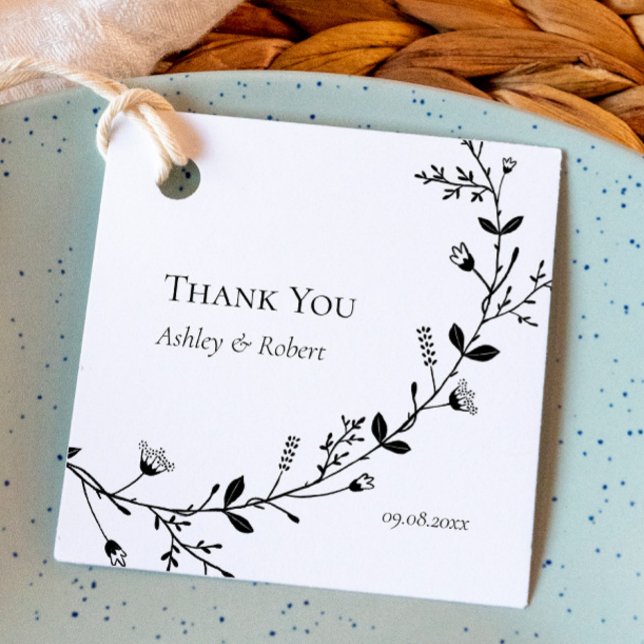 Étiquettes Cadeau Cadeau de remerciement de mariage de vigne défilan (Créateur téléchargé)