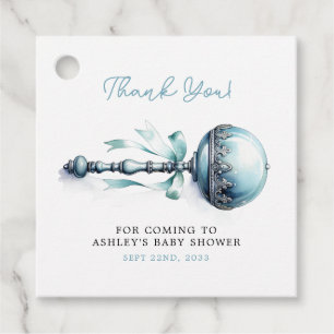 Étiquettes Cadeau Cadeau élégant bleu hochet garçon Baby Shower