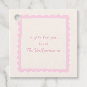 Étiquettes Cadeau Cadeau personnalisé de bordure fantaisiste rose él