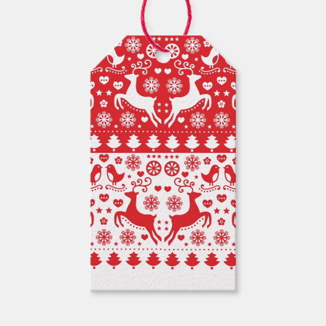 ÉTIQUETTES-CADEAU CADEAU SCANDINAVIAN CHRISTMAS MOTIF REINDEER (Devant)