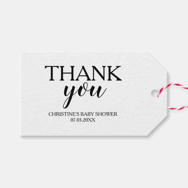 Étiquettes-cadeau Cadeau simple de Merci de calligraphie noire (Devant (Horizontal))