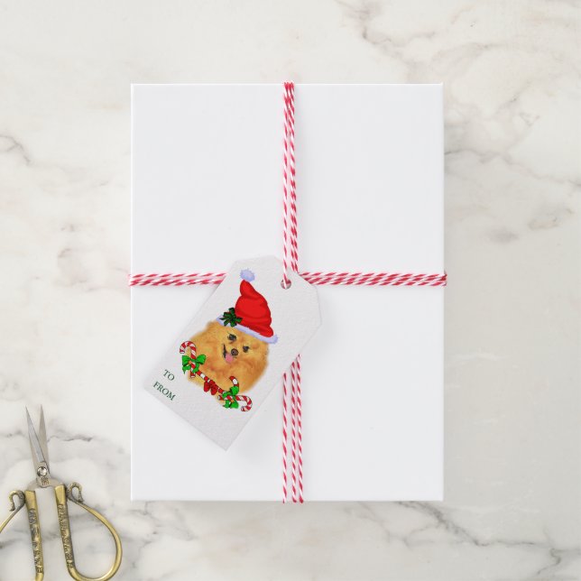 Étiquettes-cadeau Cadeaux de Noël de Poméranie (Avec de la ficelle)