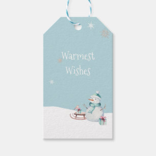 Étiquettes-cadeau Cadeaux de traîneau de bonhomme de neige avec meil