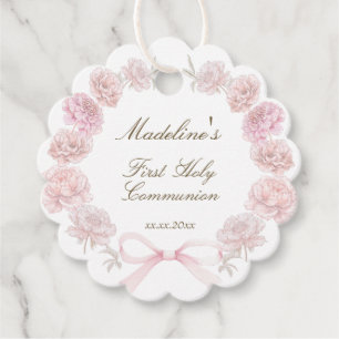 Étiquettes Cadeau cadre de la première communion délicate pivoines