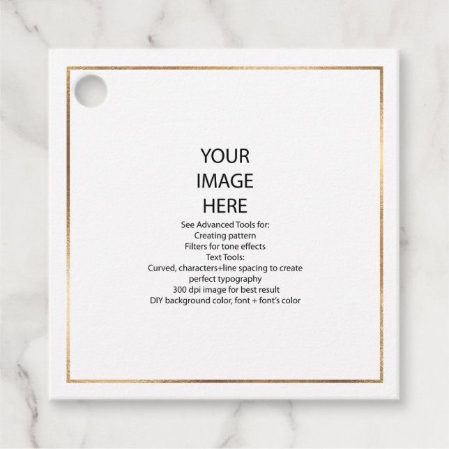 Étiquettes Cadeau Cadre en or faux petit carré personnalisé à faire  (Devant)