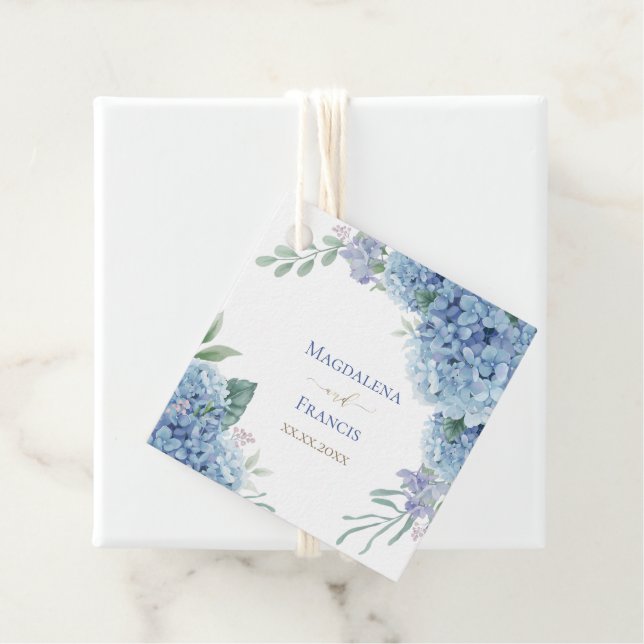 Étiquettes Cadeau Cadre géométrique Hydrangea | MARIAGE (En situation)