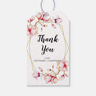 Étiquettes-cadeau Cadre géométrique Magnolia rose