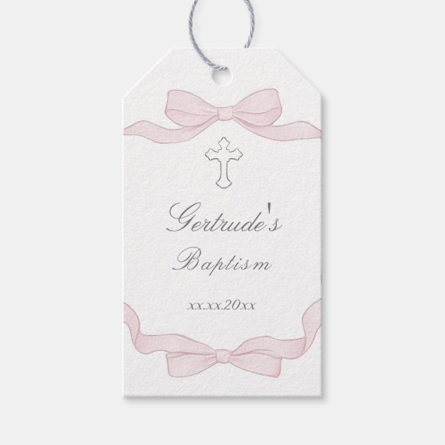 Étiquettes-cadeau Cadre papillon rose (Devant)