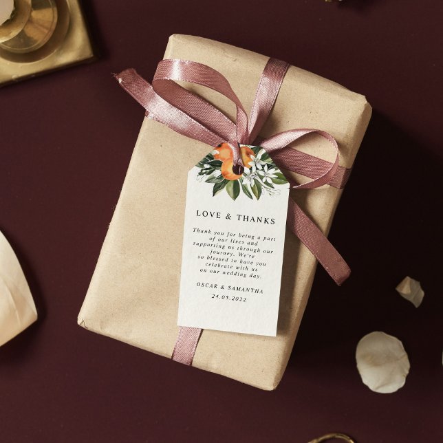 Étiquettes-cadeau Cadre tendance Orange Fleurs & Leaf Beauté (Créateur téléchargé)