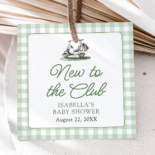 Étiquettes Cadeau Cadre Vert Sauge Golf Nouveau au Club Baby Shower