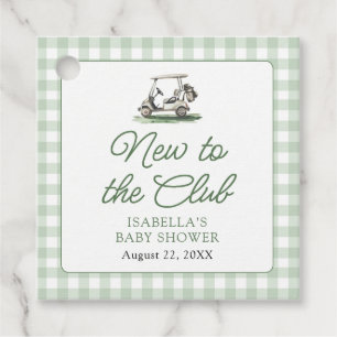 Étiquettes Cadeau Cadre Vert Sauge Golf Nouveau au Club Baby Shower