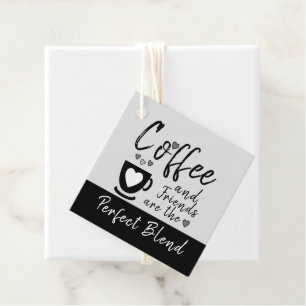 Étiquettes Cadeau Café et amis cadeau gris et noir