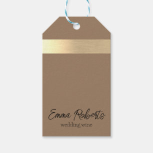 Étiquettes-cadeau Café Lait Brown Gold Foil Rustique Faux