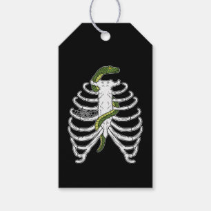 Étiquettes-cadeau Cage De Rib Squelette Os Avec Serpent Vert Hallowe
