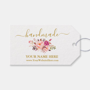 Étiquettes-cadeau Calligraphie Aquarelle artisanale rose Floral Or
