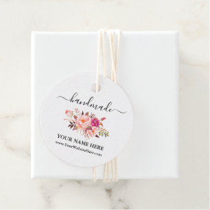 Étiquettes Cadeau Calligraphie Aquarelle rose Floral Tags faits main