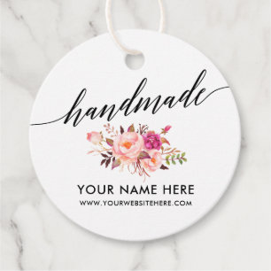 Étiquettes Cadeau Calligraphie artisanale Aquarelle rose Floral R