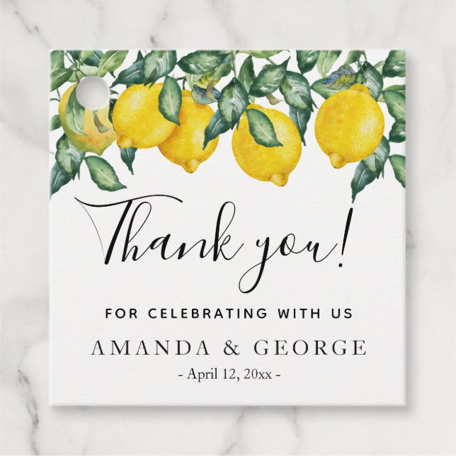 Étiquettes Cadeau Calligraphie des citrons (Devant)