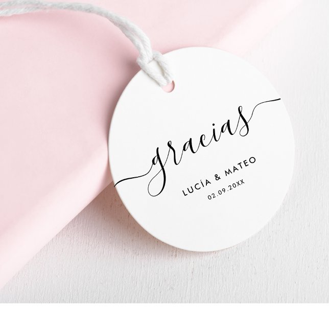 Étiquettes Cadeau Calligraphie espagnol Merci Mariage Gracias (Créateur téléchargé)