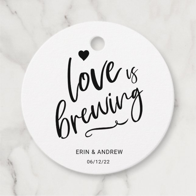 Étiquettes Cadeau Calligraphie L'amour brasse le Mariage (Devant)