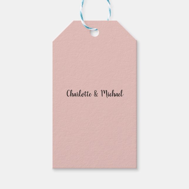 Étiquettes-cadeau Calligraphie mariage Elégant Rose Nom de la plaine (Devant)
