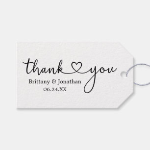 Étiquettes-cadeau Calligraphie moderne Mariage de coeur Merci