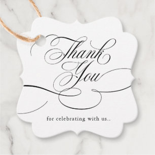 Étiquettes Cadeau Calligraphie moderne Merci noir intemporel