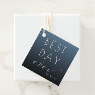Étiquettes Cadeau Calligraphie Navy Élégante
