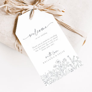 Étiquettes-cadeau Calligraphie Neutre Fleur sauvage Mariage Bienvenu