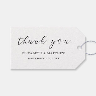 Étiquettes-cadeau Calligraphie noir et blanc. Mariage de script simp