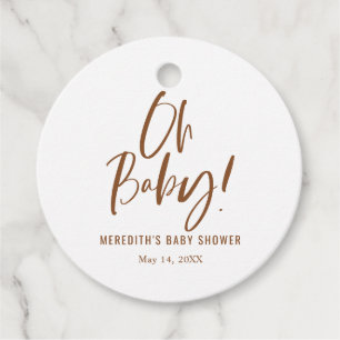 Étiquettes Cadeau Calligraphie simple Baby shower neutre entre les s