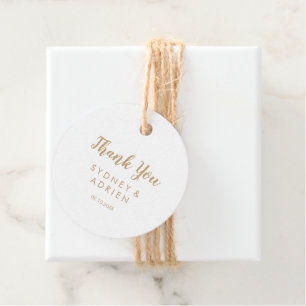 Étiquettes Cadeau Calligraphie simple Merci Mariage or