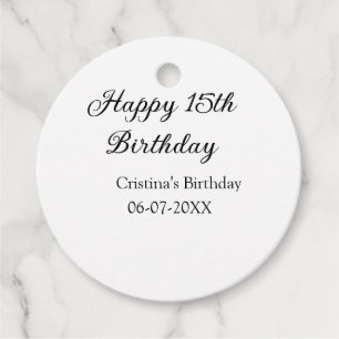 Étiquettes Cadeau calligraphie simple minimum heureux 15e anniversai