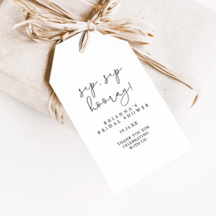 Étiquettes-cadeau Calligraphie simple Sip Sip Hooray Fête des mariée