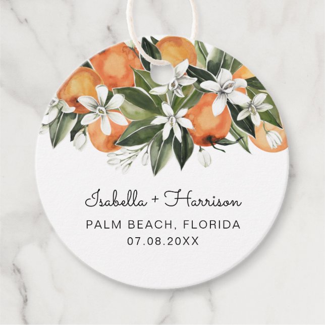 Étiquettes Cadeau Calliope - Aquarelle Orange Blossom (Devant)