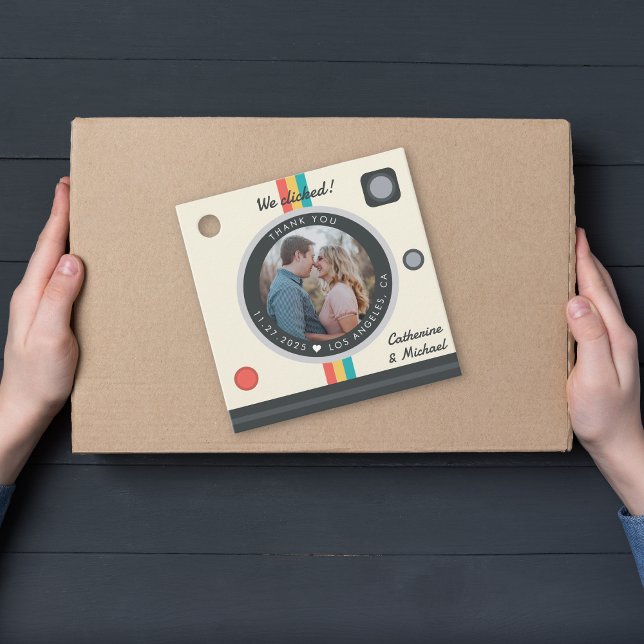 Étiquettes Cadeau Caméra instantanée Couple Photo Mariage unique (Créateur téléchargé)