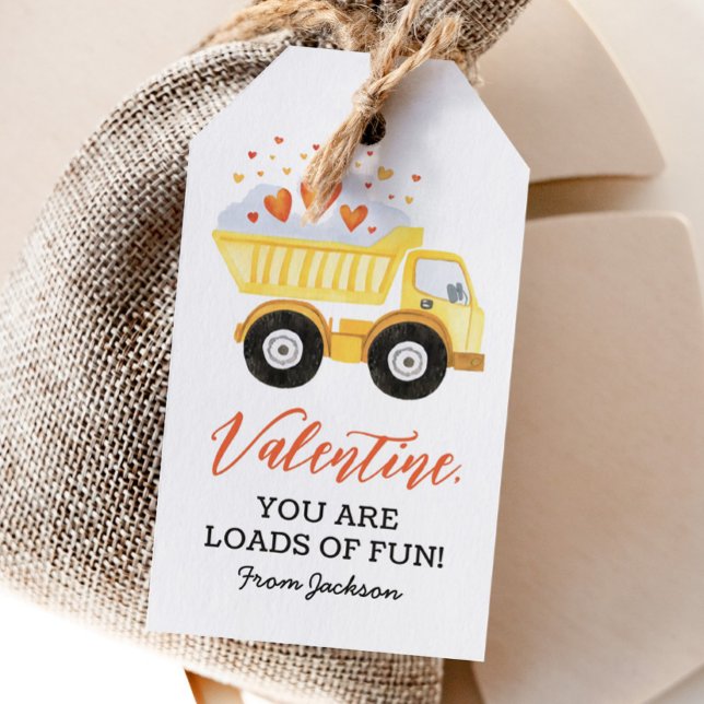 Étiquettes-cadeau Camion à benne basculante pour enfants jour de la  (Créateur téléchargé)