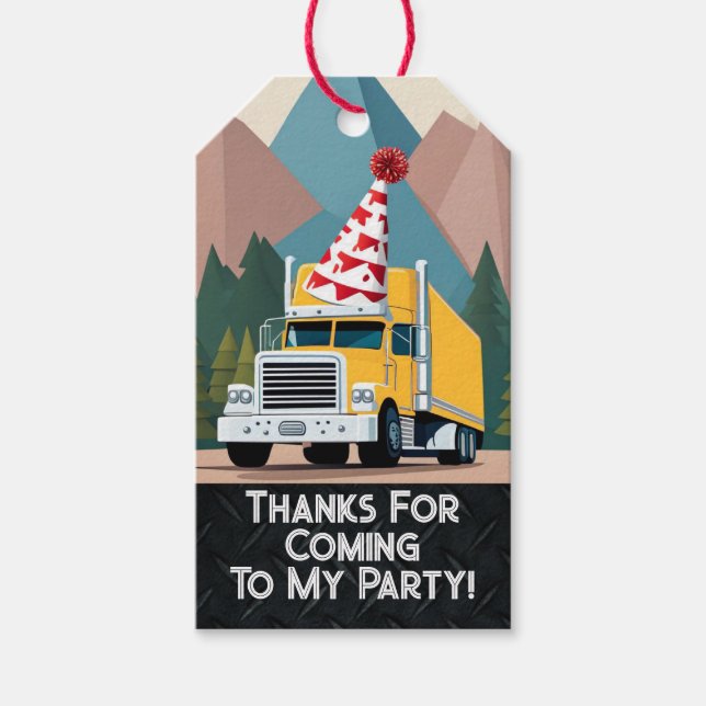 Étiquettes-cadeau Camion Bonne fête d'anniversaire amusant équipemen (Devant)