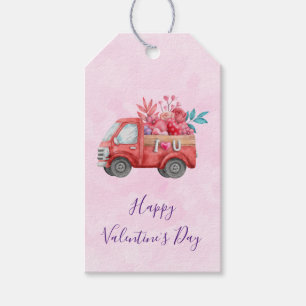 Étiquettes-cadeau Camion mignon Love portant des bonbons Valentine
