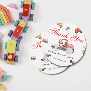 Étiquettes Cadeau Camions bébé en construction baby shower