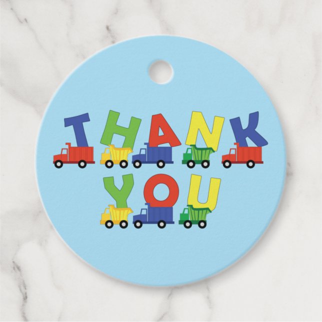 Étiquettes Cadeau Camions Boy Baby shower Construction Cute (Devant)