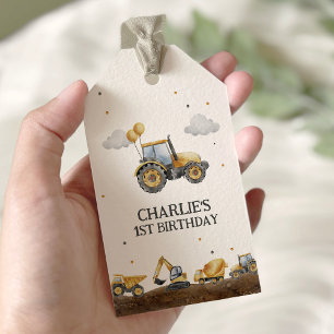 Étiquettes-cadeau Camions de construction Simple Minimaliste Anniver