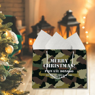 Étiquettes-cadeau Camouflage Brown Vert Militaire Personnalisé Joyeu
