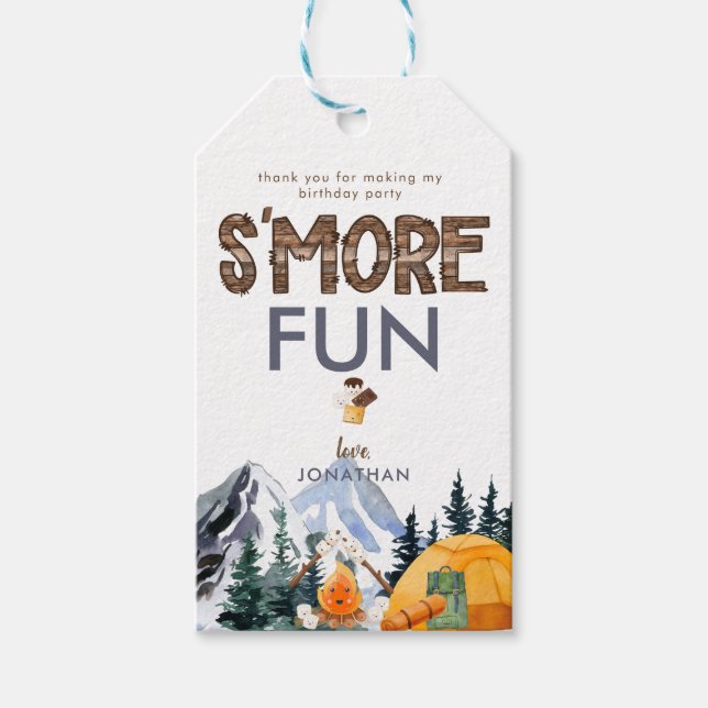 Étiquettes-cadeau Camper | Camping rustique Anniversaire Favoriser (Devant)