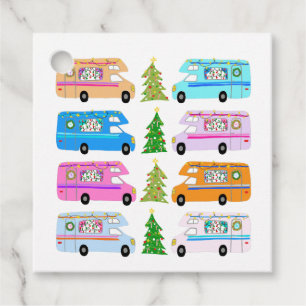 Étiquettes Cadeau Camper de Noël mignon Motorhomes Vintage RV Xmas
