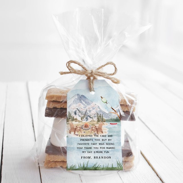 Étiquettes-cadeau Camping à thème Anniversaire Fête Merci Favor (Créateur téléchargé)